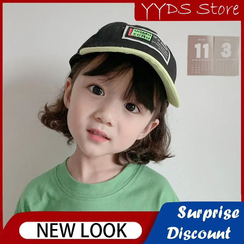 Spring, Summer, Autumn Children's Labeling Baseball Cap Color-blocking Letters Children's Hip-hop Hat Adjustable Peaked Cap