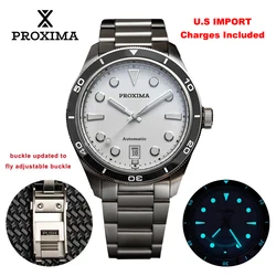 Proxima-Montre existent Mécanique Vintage pour Homme, Cadran en Émail Blanc, Bubble Sapphire, PX1697, PT5000 SW200, 20Bar Shoous, 39mm