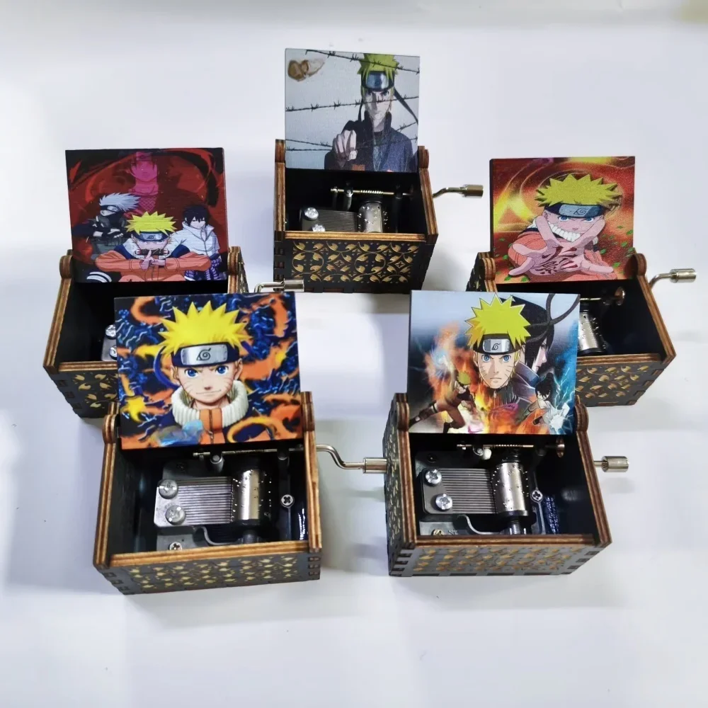 

Wooden Engraving Vintage Hand-Cranked Music Box Cartoon Anime Theme Musical Ornaments Home Decoration Children Birthday Gifts