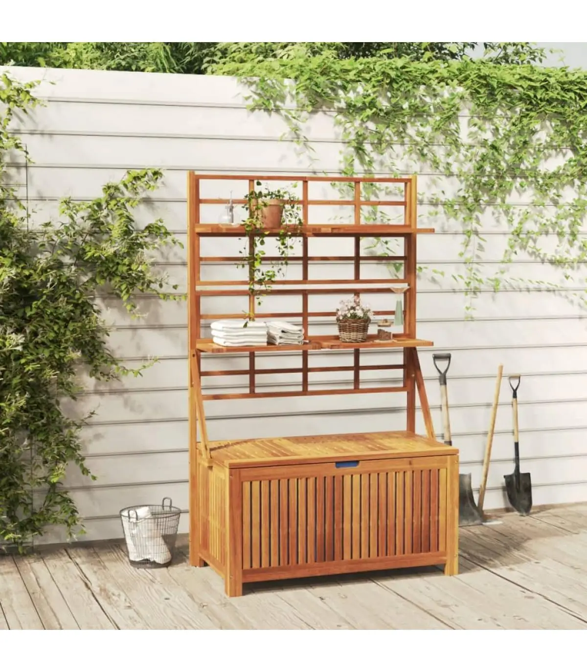 Outdoor storage boxes storage box with trellis Wood acacia 99x50x160 cm