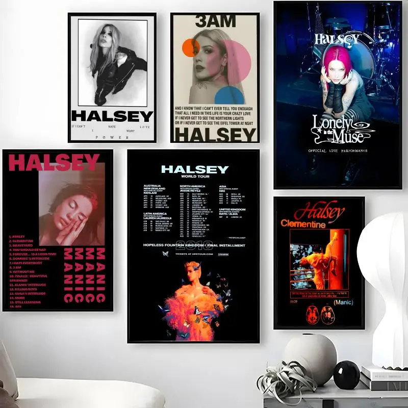 Singer H-Halsey Poster Waterproof Self-Stick Wall Art Stickers, Removable Wall Decor for Living Room and Bedroom