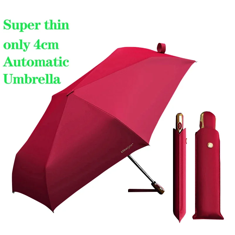 Super Thin Women Automatic Umbrella For Raining Ultralight High Quality UV Umbrella Girls  Portable Folding Umbrellas Parasol