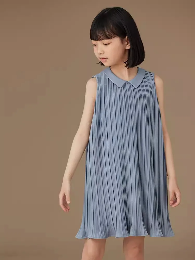 Family Parent-child Clothing Girl Dresses Sleeveless Summer Chiffon Pleated Clothing Kids' Dresses Baby Girl One-piece