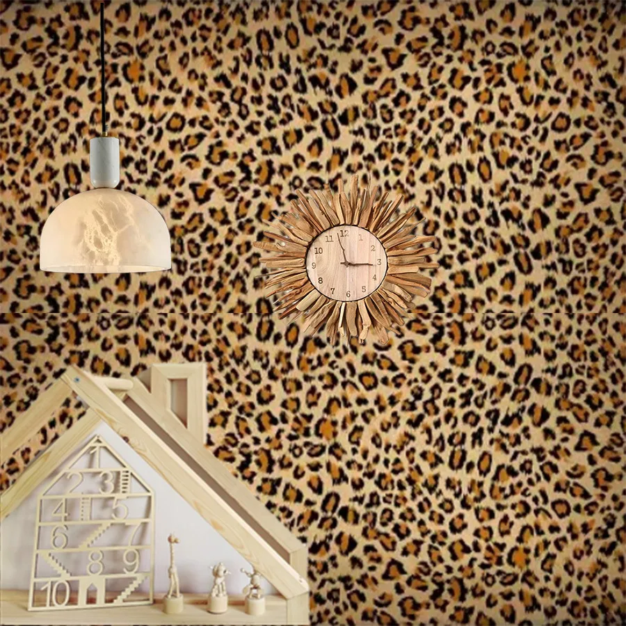 Leopard Peel and Stick Wallpaper Removable Contact Paper Brown Self Adhesive Waterproof Wall Paper for Bedroom Living Room Decor