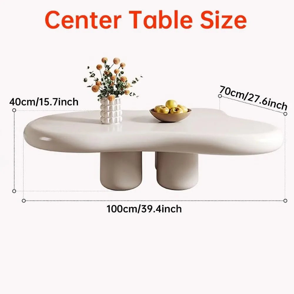 Cloud White Cloud Shaped for Living Room Irregular Table Asymmetrical Table Off White