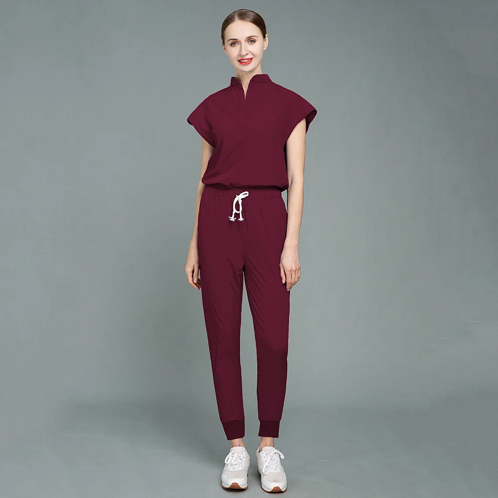 Pet clínica enfermeira roupas de trabalho esfrega uniformes femininos esteticista laboratório scrubs definir uniformes spa alta qualidade esfrega topo + calças de jogging