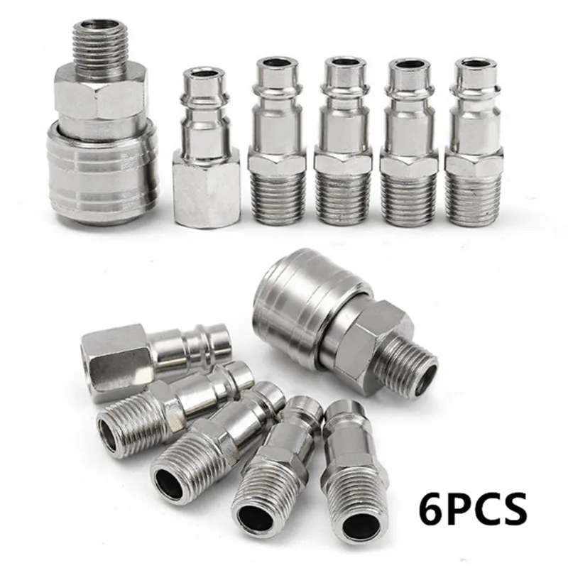 

Pneumatic tool manufacturer provides German style quick connect 6-piece set with 1/4PT thread