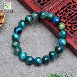 Peacock Blue Tiger Eye Bracelet Charms Luxury Fine Jewelry Couple Personalized Beaded Bangle Men Women Holiday Gifts 6/8/10/12mm