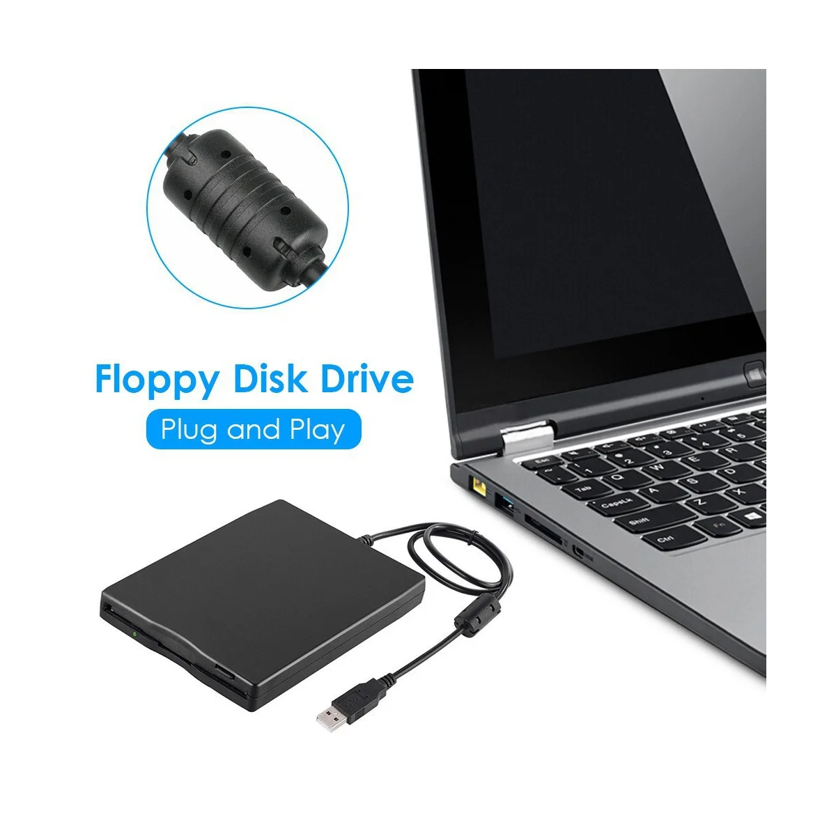 USB Floppy Disk Reader Drive 3.5In External Portable 1.44 MB FDD Diskette Drive for Windows 7 8 2000 XP Vista PC Laptop