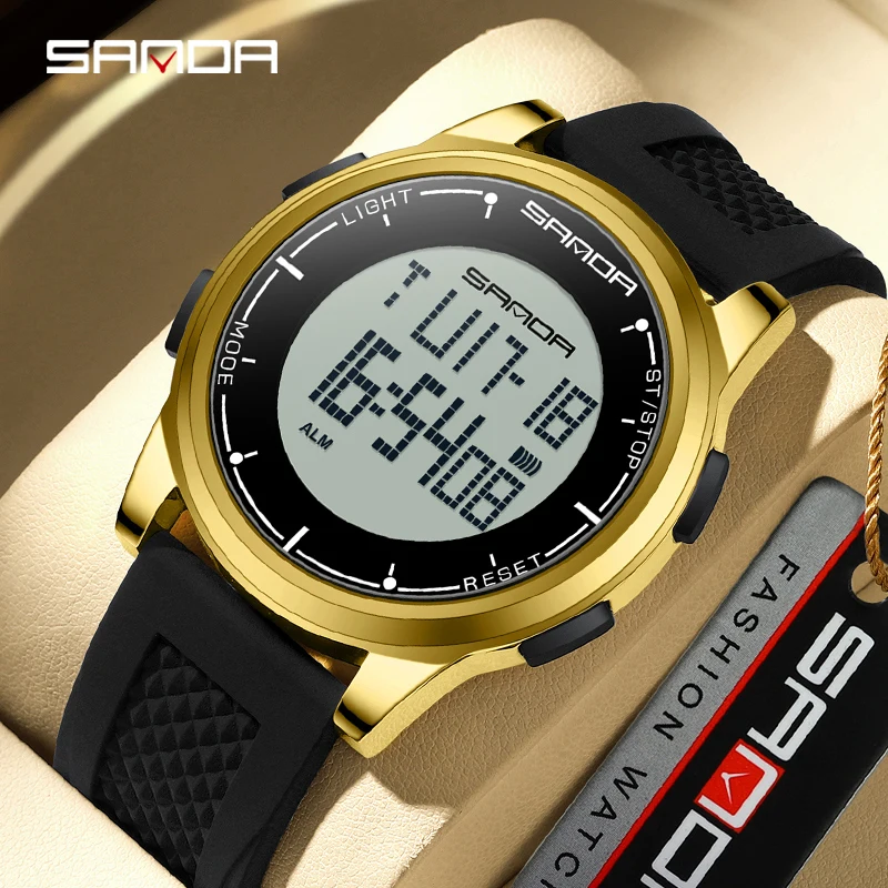 

SANDA 9067 Men's Fashion Sports Electronic Watch 50 meter Waterproof Night Light Display Stopwatch Timing Alarm Clock Hour Clock