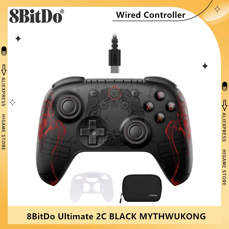 8BitDo Ultimate 2C BLACK MYTHWUKONG Wired Gaming Controller For PC Steam Game Accessories Deck Raspberry Pi Android Hall Effect