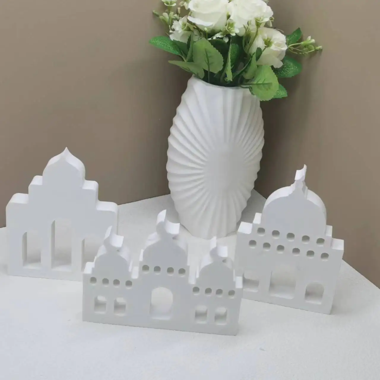 EID Mubarak House Decoration Silicone Mold DIY Cement Gypsum Clay Pouring Epoxy Resin Mold  Holiday Decoration Crafts Ornaments