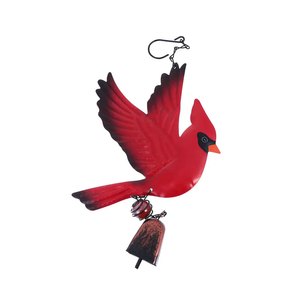 Iron Wind Chime Bird Shape Hanging Pendant Decor for Outdoor Garden Balcony Children Room Natural Colors Melodious