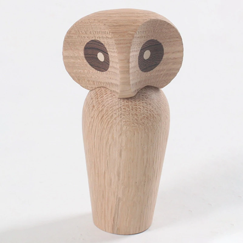 Lovely Fashion Owl Bird Animal Figurines Decor Room Bookshelf Natural Miniature Woodcraft is Popular CuteKid 2pcs [LaCK9]