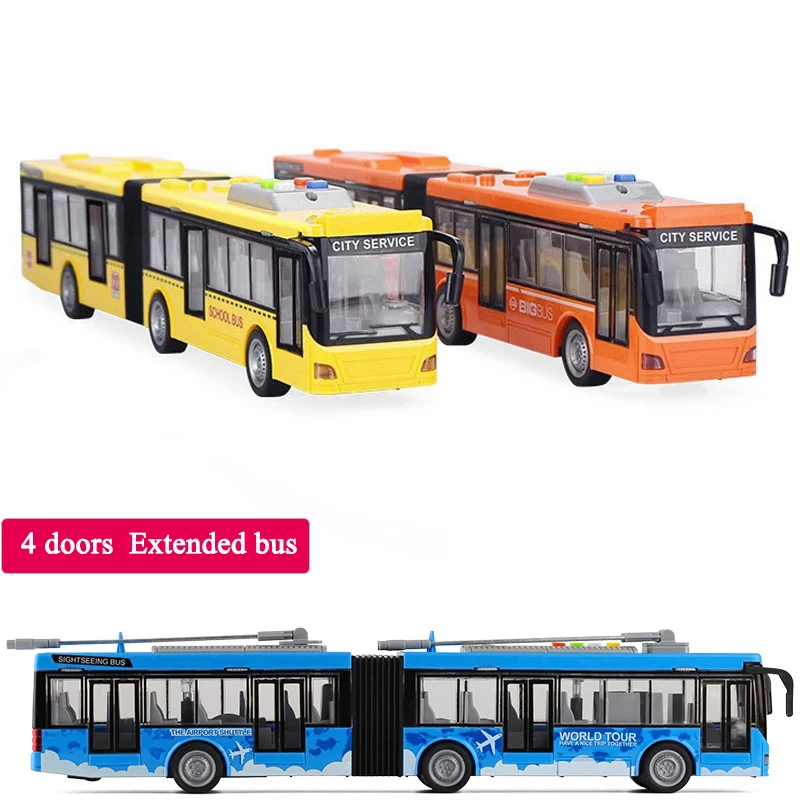 High-quality lengthened double-section large drop-resistant bus children\'s baby simulation inertial bus model toy