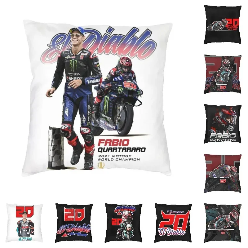 Fabio Quartararo Cushion Cover Two Side 3D Print French Motorcycle Racer Floor Pillow Case for Car Pillowcase Home Decoration