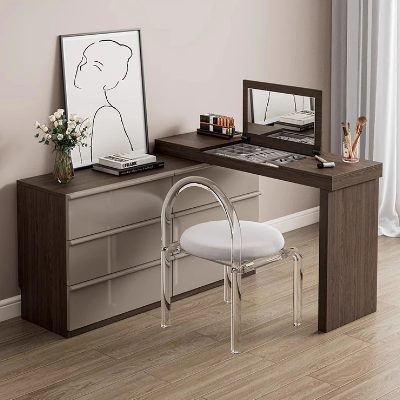 

Italian Minimalist Paint Storage Cabinet Retractable Makeup Table Dressing Table Makeup Vanity Toiletries Makeup Desk Dressers