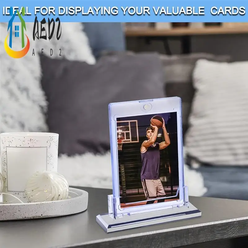 

AED2-4 Pack Magnetic Card Holder Base Trading Card Stand Card Sleeves Protector Base For Standard Cards,Baseball Card Display