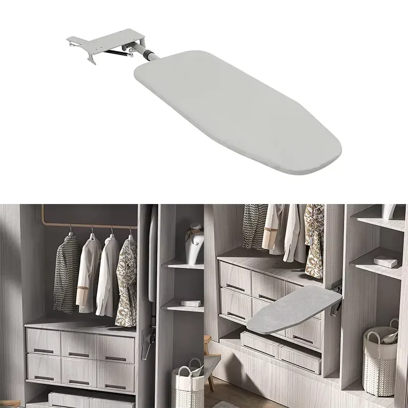 Luxury Compact Wardrobe with Built-in Rotating Cabinet and Folding Wall Mounted Ironing Board Professional Laundry Function