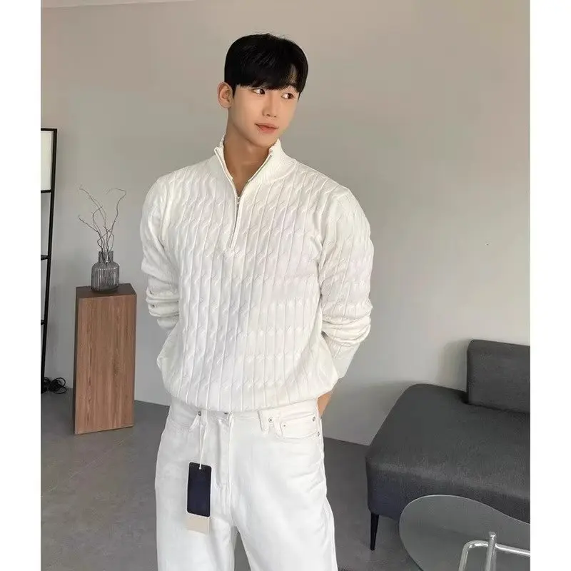 Spring Autumn New Half-Zip Sweater For Men, Casual And Mature Fashion Long Sleeve Knitted Shirt,
