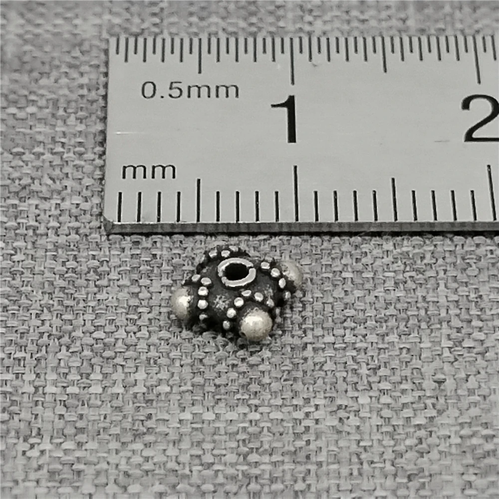 2 Pieces of 925 Sterling Silver Small Tribal Square Beads 2-Sided for Bracelet Necklace 5mm