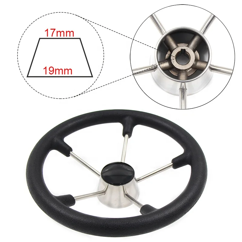 Wholesale wini bo Stainless Steel Black Nautical Wheel Control Part 343mm-393mm for Marine Boat Control