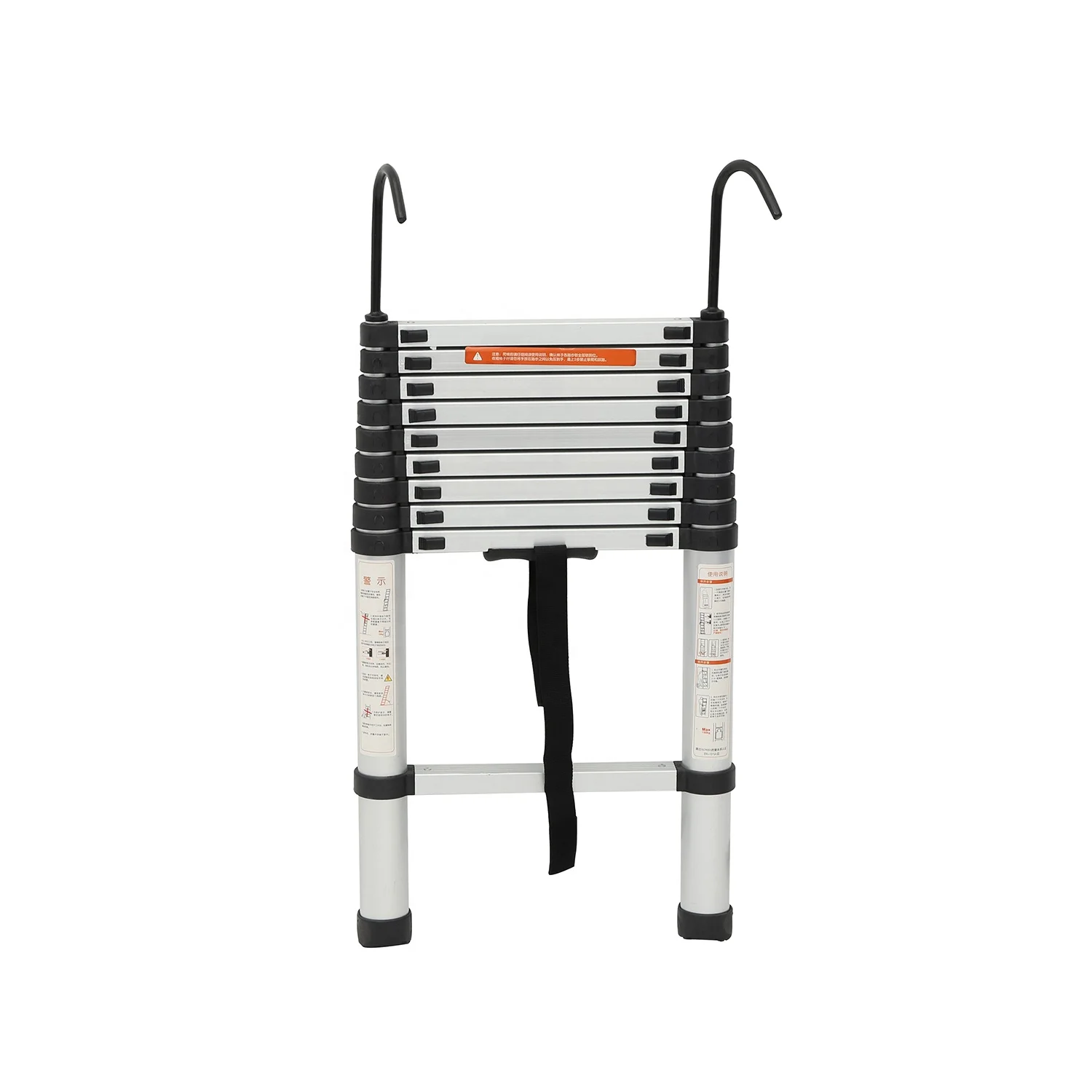 미끄럼 방지 발과 후크가 있는 텔레스코픽 사다리, 높이 조절 가능 접이식 사다리, 카라반, 다락방, 실내 및 실외용