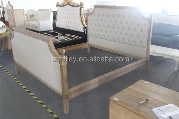 French style antique king size upholstered wooden luxury hotel bed