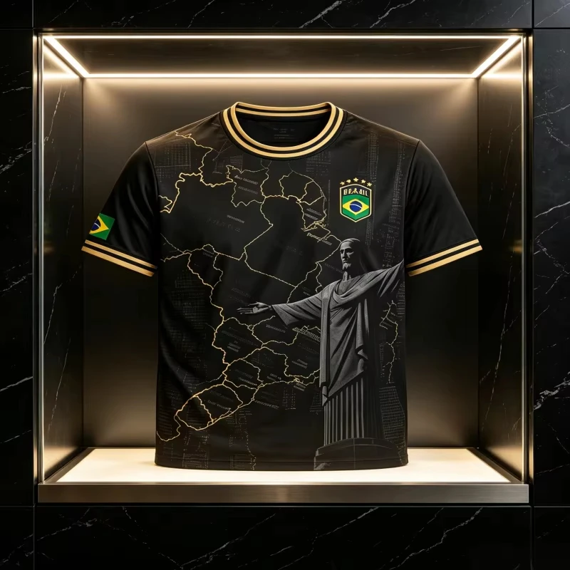 Summer Brazil Quick Drying Breathable T-shirt, Suitable for Parent-child Wear, Printed with South American Flag Star Pattern