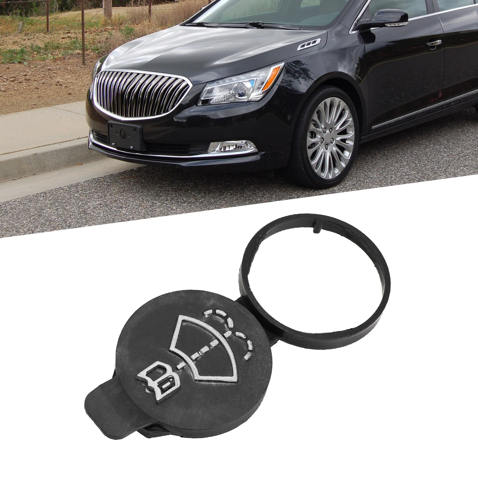1 Stück schwarzer Scheibenwischer-Waschflüssigkeitsbehälterdeckel für Chevy Camaro 2010–2016 für Cruze Malibu OE 13227300 – Detail 1
