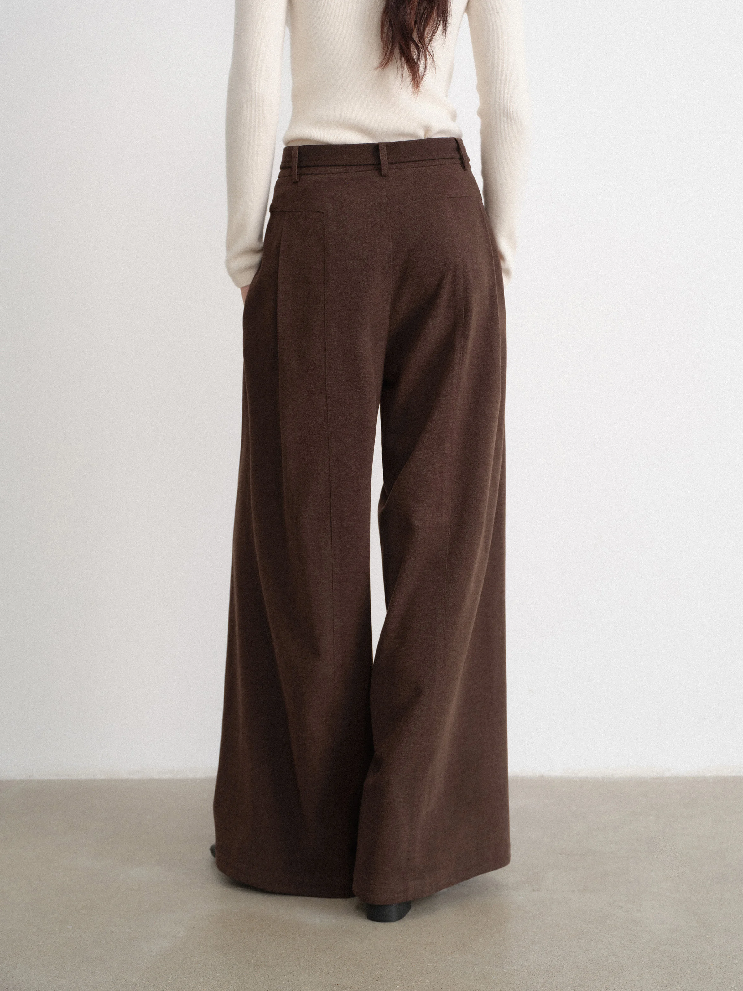 ヴィンテージ ハイウエスト パンツ 女性用 ソフト起毛 ワイドレッグ トラウザーズ レディース ルーズ ストレート カジュアル ボトムス デイリー 秋 冬 服装