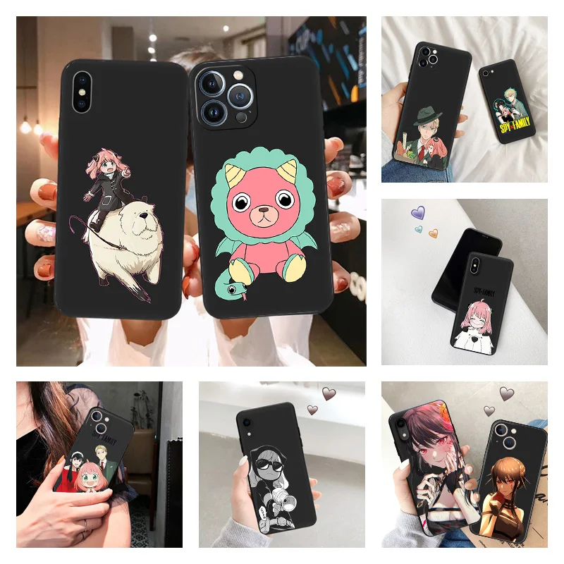 Phone Case for iPhone 16ProMax 14 13 15 Pro Max 12 11 XR SE 7 8 16 Plus Girl Anime Spy × Family Soft Black Silicone Cover