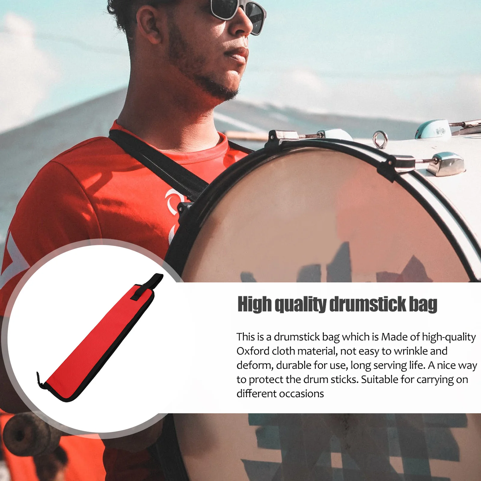 

Drumstick Bag Oxford Cloth Durable Portable Drum Stick Pouch Case Storage Shoulder Strap Mallets Tote Drumstick Bag