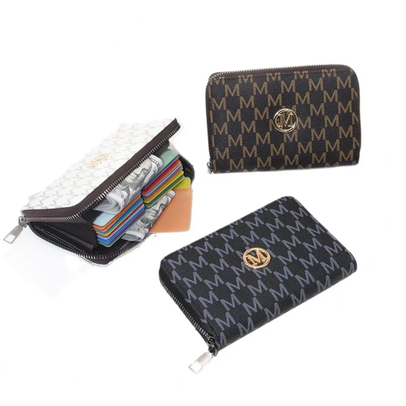 Fashion Letter Print Wallet For Women Zippered Large Capacity Multi-Card Slots Portable Organizer Clutch Purse