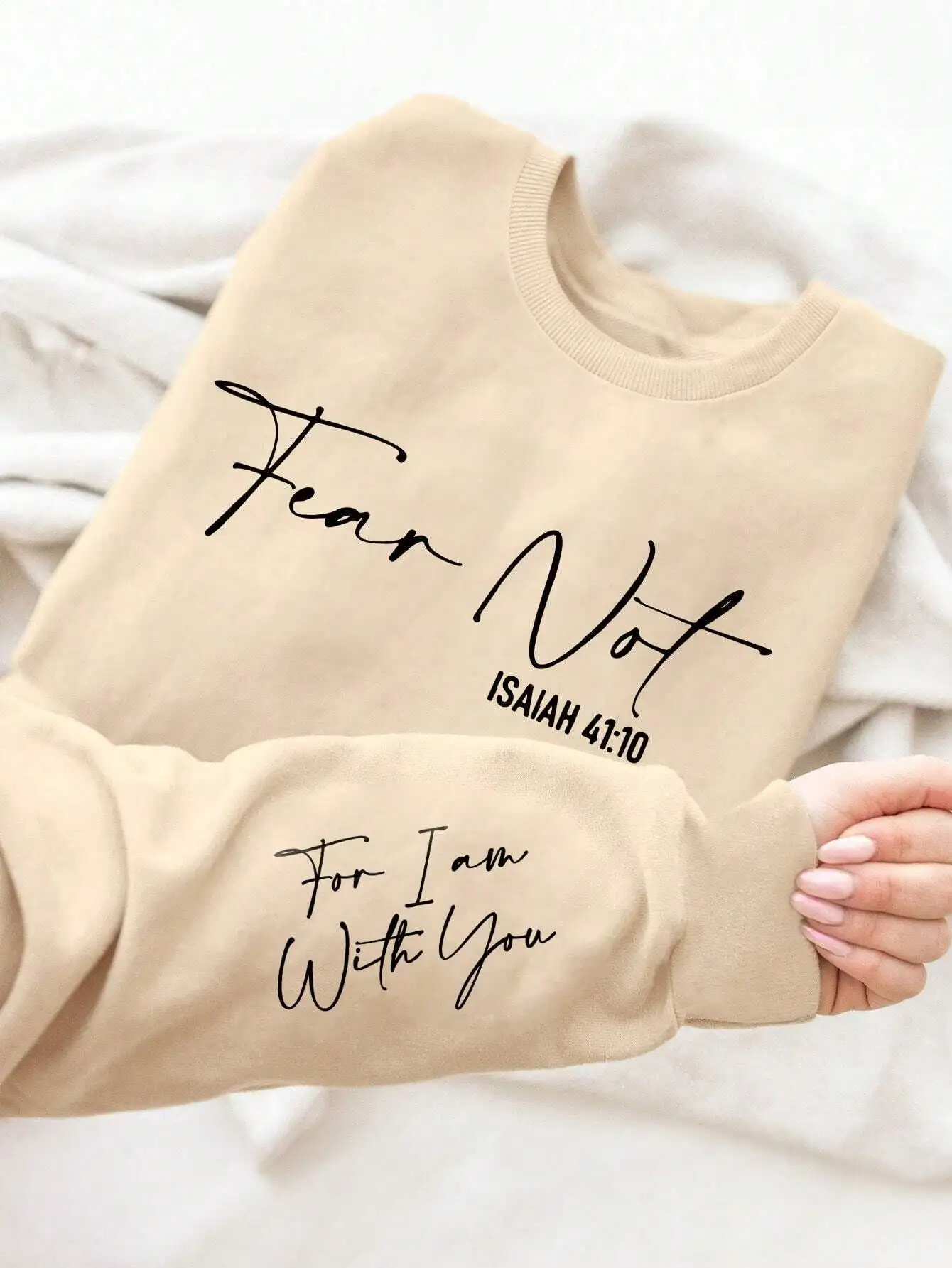 

Women's Crew Neck Script Print Sweatshirt, Long Sleeve Loose Fit for Autumn Winter