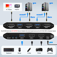 2-Port DisplayPort KVM Switch, 4K@60Hz, for Dual Computer to 1/dual Monitor Sharing, with HDCP 2.2 & USB Cables