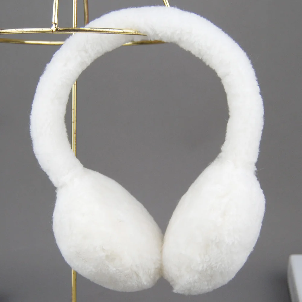 الطبيعية 100% ريكس جزيئات جلد الغنم غطاء للأذنين النساء أزياء الرجال الشتاء الدافئ الفراء الحقيقي غطاء للأذنين الأطفال غطاء للأذنين لفتاة الأذن #5