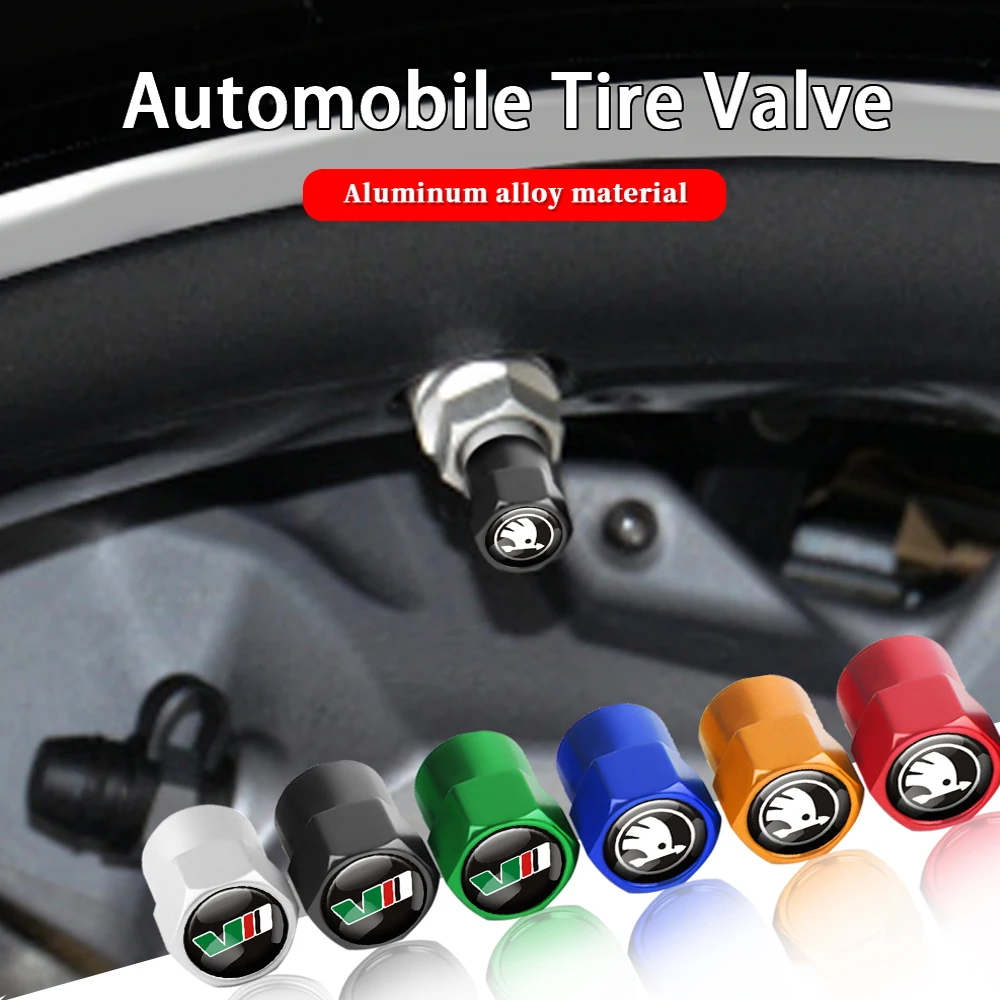 4Pcs Car Accessories Car Tire Valve Cover Wheel Protection Dust Caps For Skoda VRS VII Octavia A2 A5 2 Superb Kodiaq Rapid Fabia