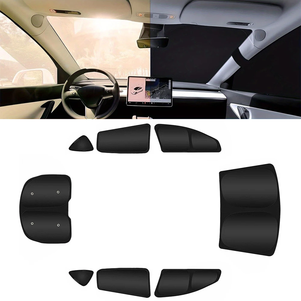 

8Pcs/Set Car Multi Sun Shade with Storage Bag Auto Windows Privacy Sun Protection Visors for Tesla Model Y 2020-2024 Accessories