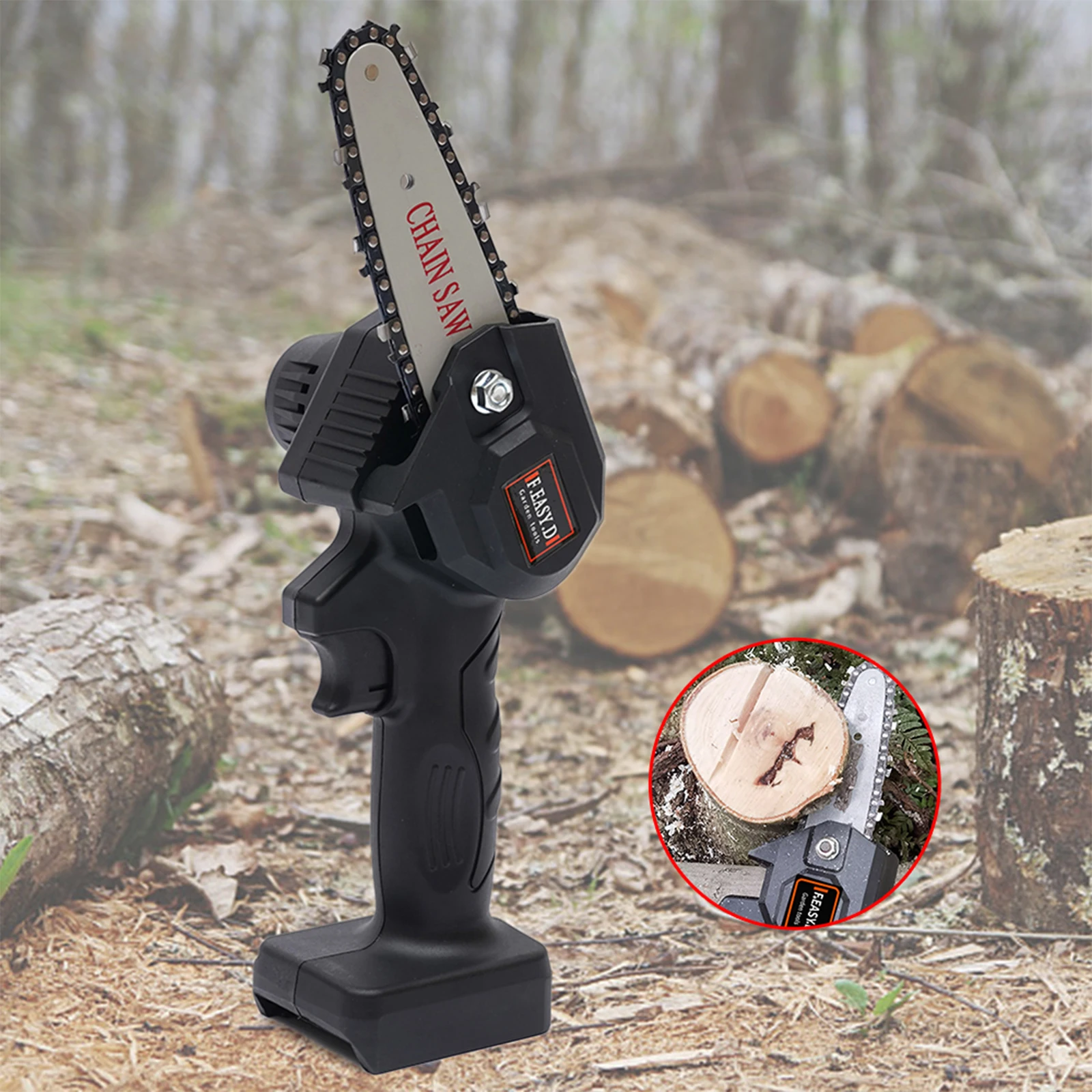 Electric Mini Chainsaw 24V High Power Motor Handheld Cordless  Branch Cutting Trimmer Garden Pruning for Wood Cutting