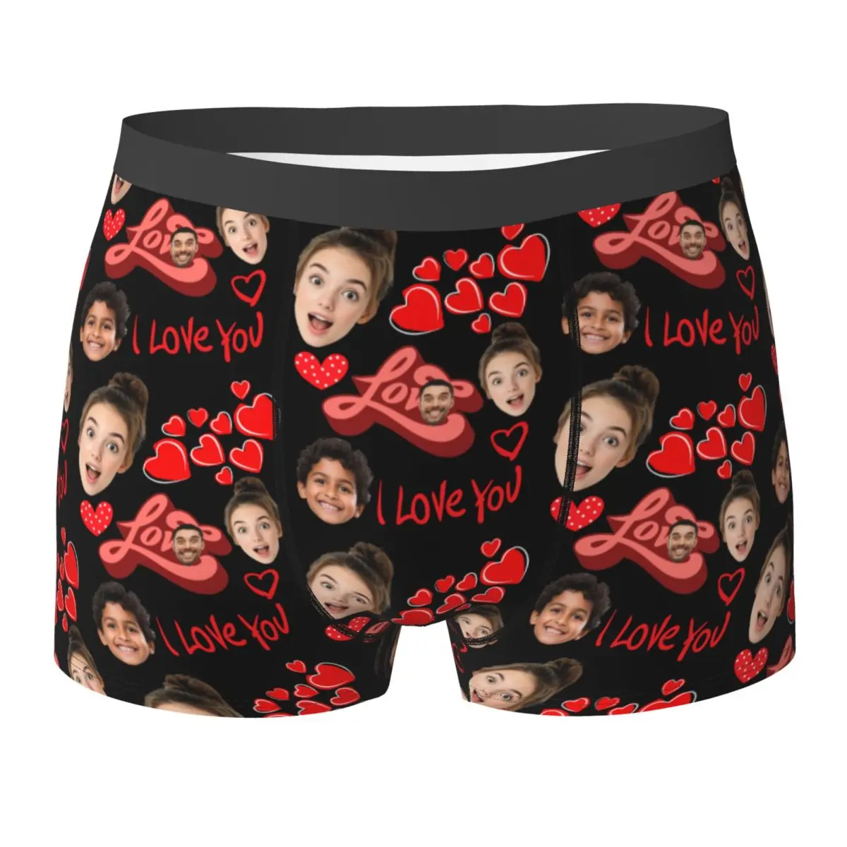 

Custom I Love You Family Face Boxer Shorts For Men 3D Print Sweetest Day Underwear Panties Briefs Soft Underpants