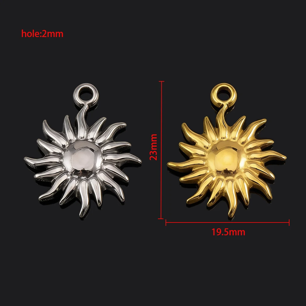 5Pcs meteor Sun Shaped Stainless Steel Gold Color Pendant For Jewelry Making Supplies Handmade Necklace Bracelet Charm - view 6