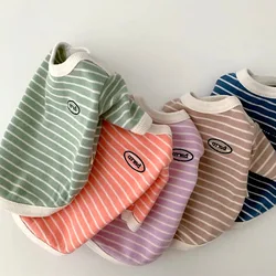 Luxury Pet Polo Shirt Summer Cool Dog Clothes Cute Striped Dog Sweathshirt Breathable Cat Shirt Pet Costumes Simple Dog Vest