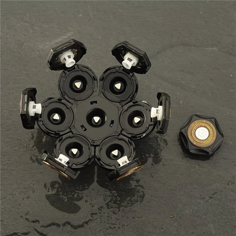 HLZS-2X 7D Electric Shaver Replacement Heads 7 Heads Head Shaver Bald Shaver Beard Electric Razor Shaver Head(Gun Color)