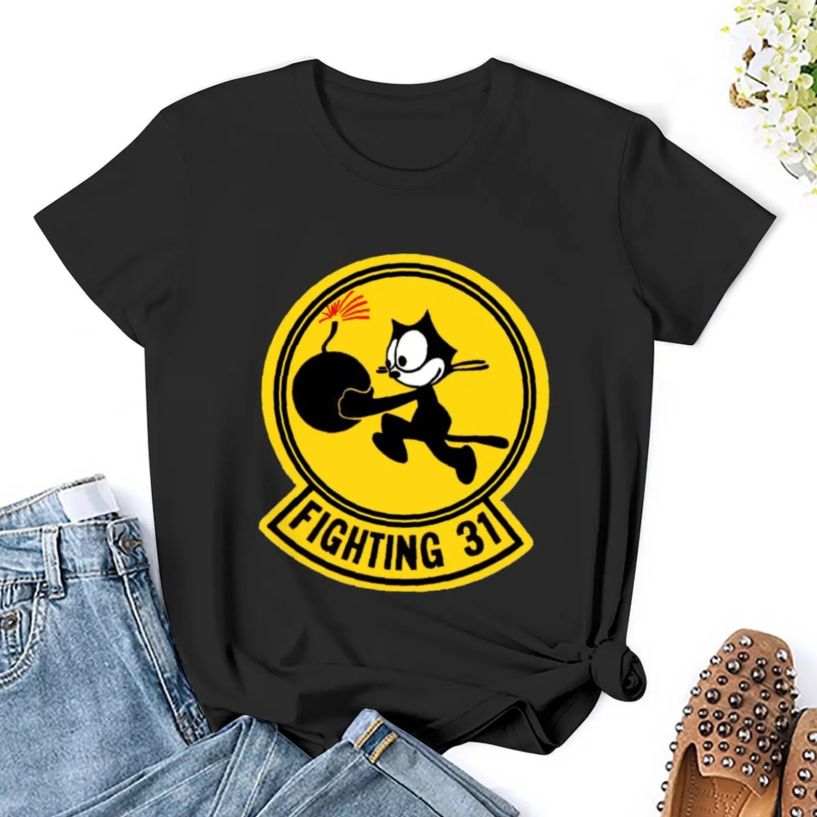 Vechtende 31 - Tomcatters T-Shirt Kawaii Kleding Grappige Schattige Tops Vintage Kleding T-Shirts Voor Vrouwen Grafische T-Shirts