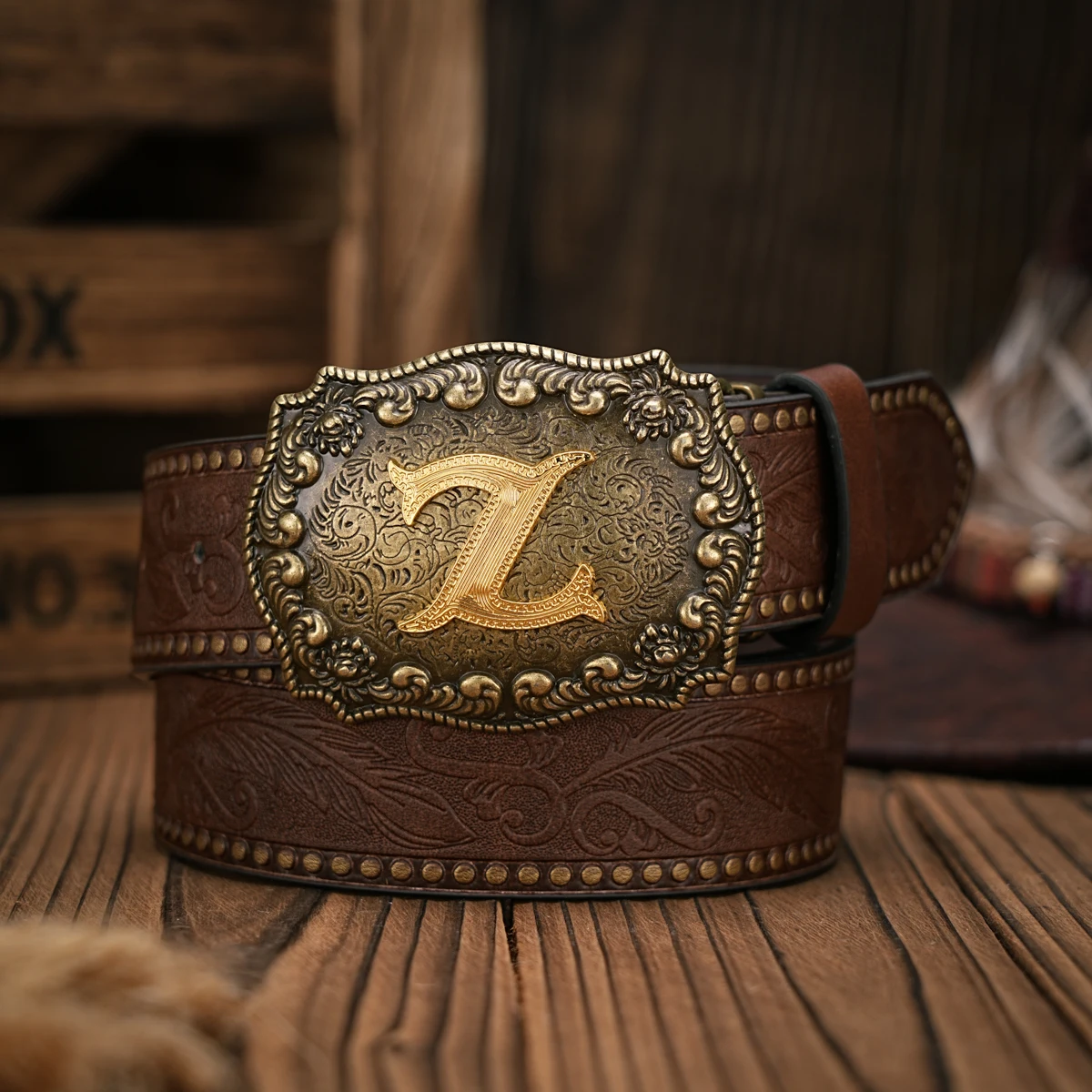 1 Stück Western-Cowboy-Gürtel - Geeignet für Männer und Frauen. Western-Gürtel mit PU-Prägung und Schnalle. Einzigartiges und Retro-Design – Detail 4