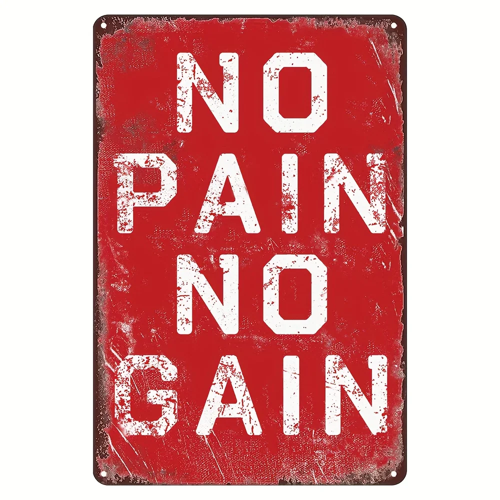 Lustige Fitness-Inspirationszitate, Metall-Blechschilder, „No Pain No Gain“-Schild, Wanddekoration für Zuhause, Büro, Wohnzimmer, Fitness-Studio, Workout