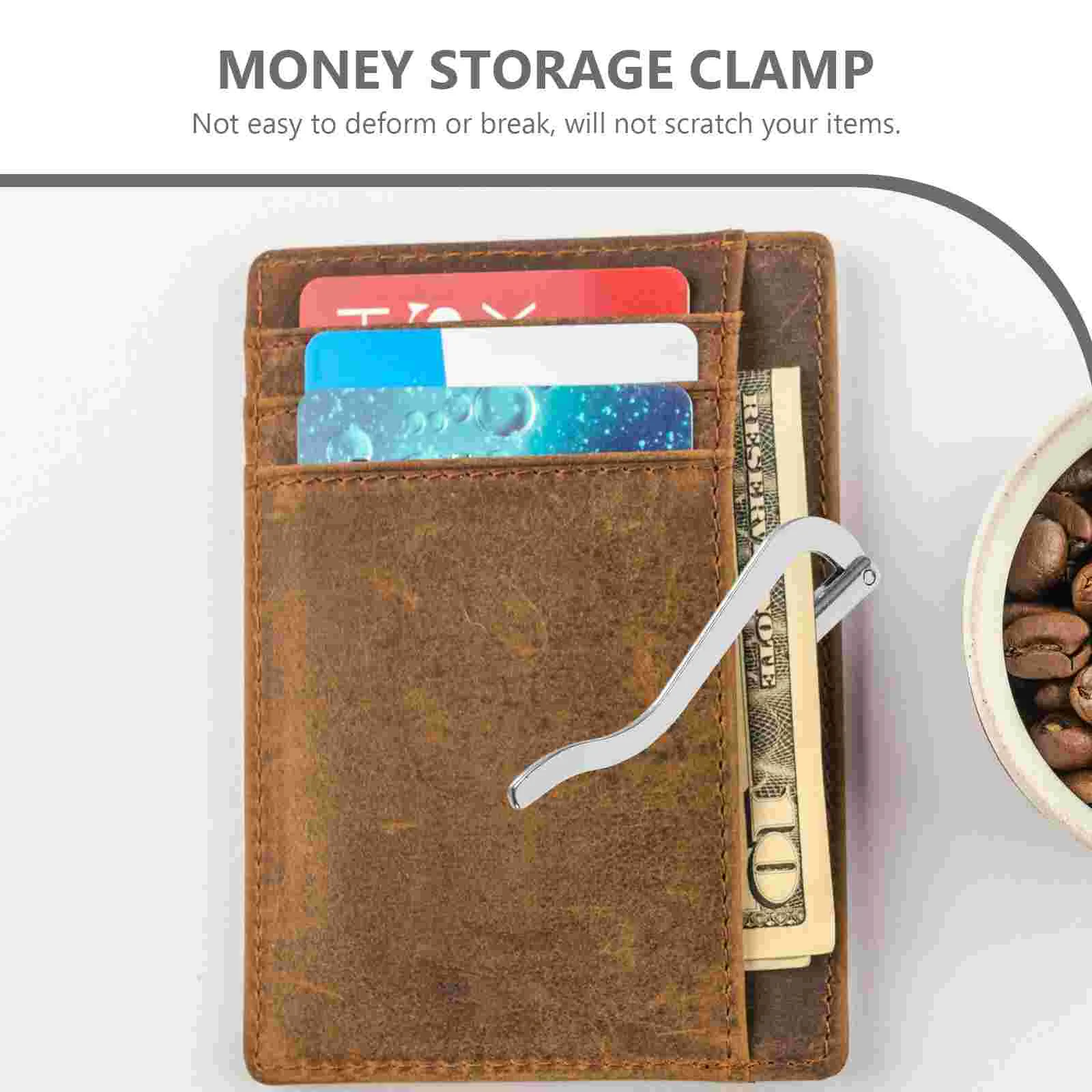 2 Pcs Slim Wallet Metal Check Holder Money Storage Clips File Fixing Silver Man