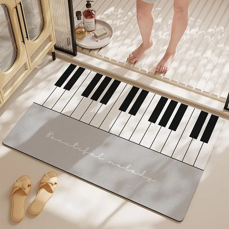 Alfombra de Piano estilo crema, almohadilla absorbente antideslizante para baño, sala de estar, cocina, puerta de entrada, decoración del hogar