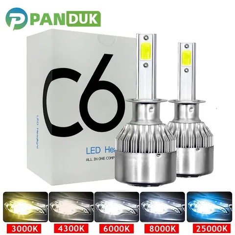 PANDUK C6 H1 H3 Led Headlight Bulbs H7 LED Car Lights H4 LED 880 H11 HB3 9005 HB4 9006 H13 6000K 72W 8000LM Auto Headlamps